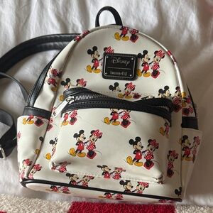Loungefly Disney Mickey and Minnie Cream Backpack